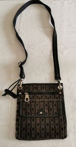 Fossil Canvas Black & Brown Crossbody Bag
